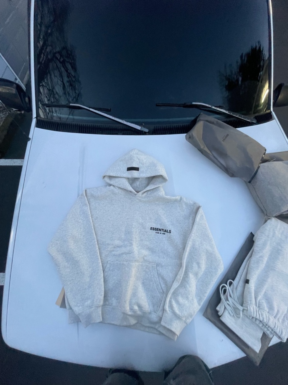 Essentials Men's Heather Light Gray Pullover Hoodie